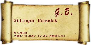 Gilinger Benedek névjegykártya